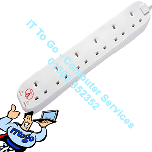 Master Plug 6 Socket 2m Surge Mains Extension Socket