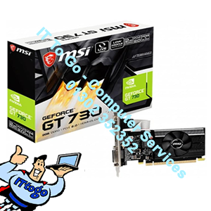 MSI NVIDIA GEFORCE GT 730, 2GB GDDR3, Low Profile, VGA, HDMI, DVI, Graphics Card