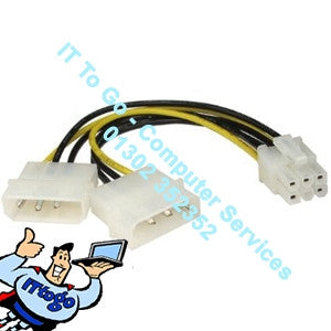 2x Molex - 6 Pin Graphics Card Converter Cable - IT To Go - Computer Services