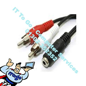 2x Phono Male to 3.5 Female Stereo Cable - IT To Go - Computer Services