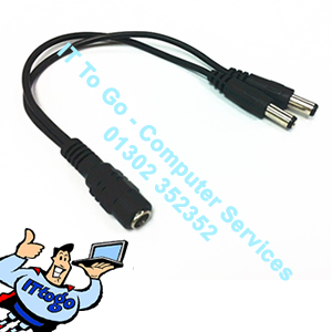 Standard CCTV DC Power Splitter 1x 12v DC - 2x 12v DC Cable - IT To Go - Computer Services