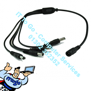 Standard CCTV DC Power Splitter 1x 12v DC - 4x 12v DC Cable - IT To Go - Computer Services