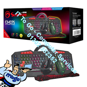 Marvo Scorpion CM375 Rainbow LED USB Gaming Keyboard & Mouse, Mat & Headphones Set