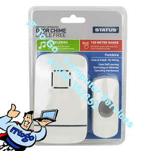 Status Plug In Door Chime Cable Free 2032 Battery Included