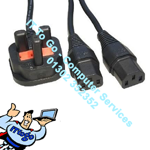 2m 1x Main Kettle Plug - 2x Mains Kettle Plug Power Lead Cable